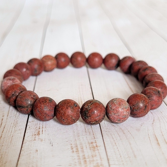 Frosted Red Jasper Gemstone Bracelet - Picture 2 of 3